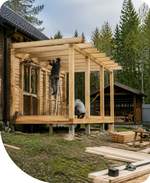 Строительство пристроек и построек на участке в Ивантеевке
