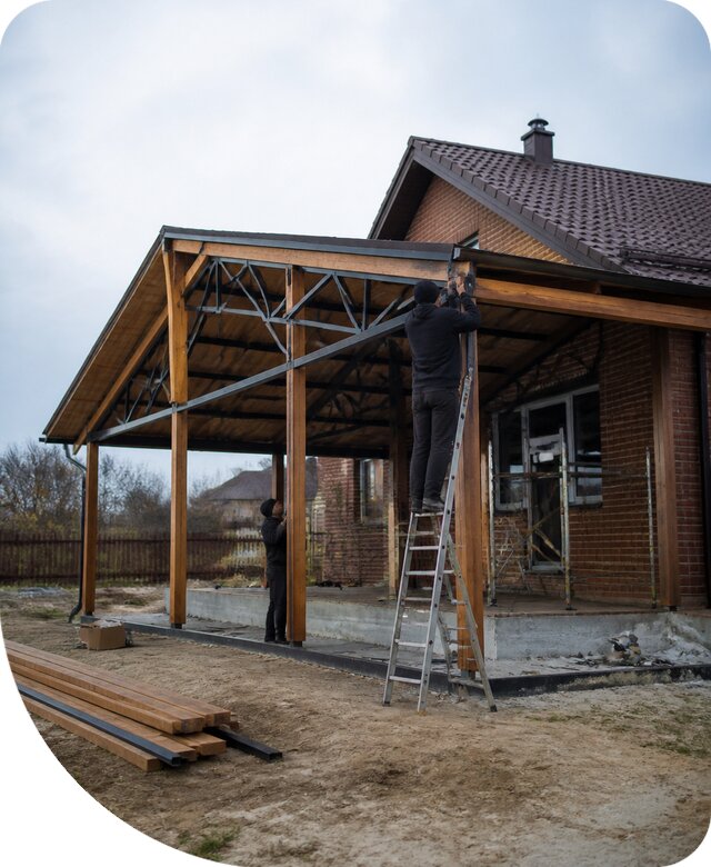 Пристройка навеса к дому и участку в Ивантеевке под ключ